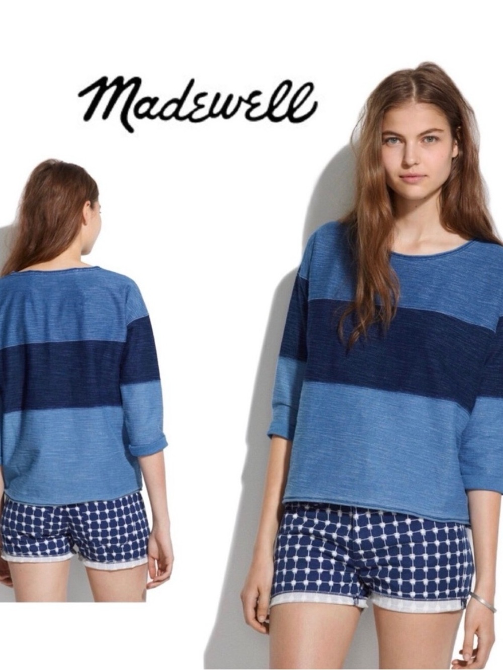Madewell Indigo Ink Colorblock Striped Rugby Top XS
